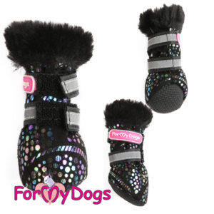 ForMyDogs | Winter boots, Sort med bling